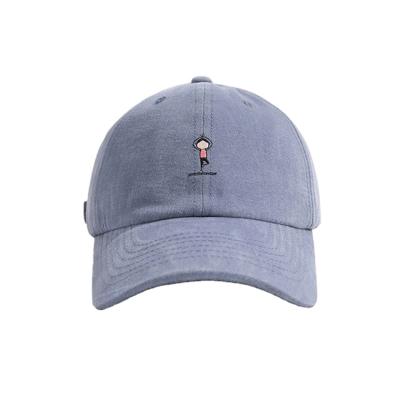 China Guangzhou COMMON embroidered cartoon baseball cap, metal buckle dad hat, blue-gray baseball cap for sale