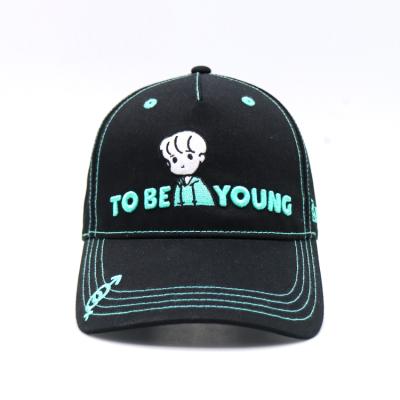 China Factory Wholesale 6 Panel Baseball Hat Embroidery Sports JOINT Logo Black Baseball Cap Custom Hats for sale