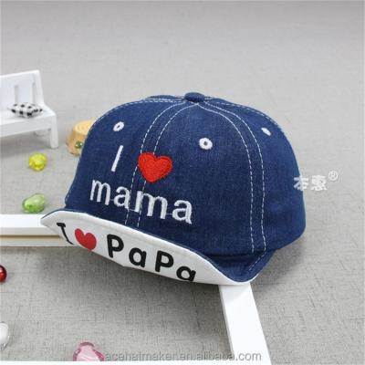 China BABY COMMON Letter I Love Mom Cap Baby Kids Boy Denim Adjustable Baseball Caps Children Break Back Hip-hop Sun Hat for sale