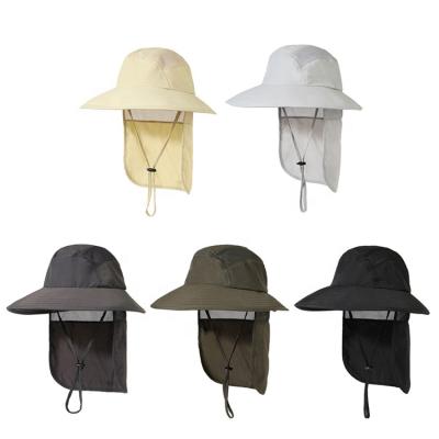 China Breathable UPF50+ Sun Protection Fishermen Hat Wide Brim Back Neck Cover Sun Block Parasol Breathable Fishing Hats for sale