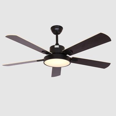 China European 52 Inch Low Profile Industrial Style 5 Leaf 3 Blades Ceiling Fan With Light 220v 110V for sale