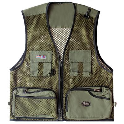 China Custom Logo Slim Anti-Shrink Mesh Mountaineering Multi Pocket Volunteer Fishing Vest for sale