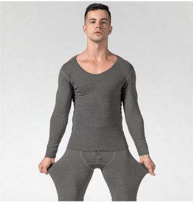 China Winter Soft Men's Customized V-Neck Railless Slim Velvet Thermal Underwear for Men for sale