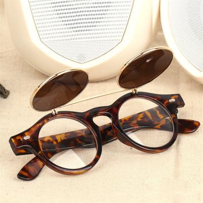 China Fashion Sunglasses OEM Custom Flip Up Steampunk Leather Trendy Sunglasses For Men And Women Sun Shades Glasses oculos de sol for sale