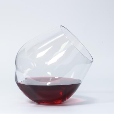 China Tall Oversized Stemless Wine Glass Wine Glasses Customized Stimeless Plastic Wine Glasses 18oz Slanted Wine Glass Color for sale