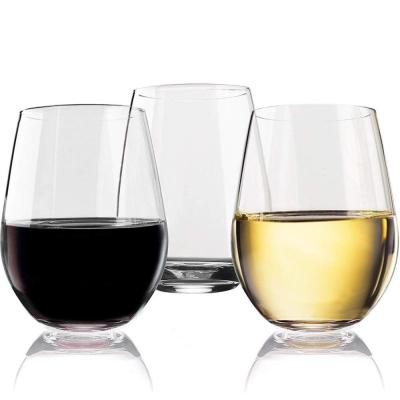 China High Quality Unbreakable Plastic Wine Glass Stemless Plastic Wine Cup 450ml Soft Drinking Glass for sale