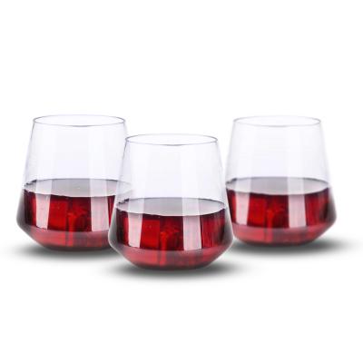 China Amazon Sustainable Top Selling BPA Free Shockproof Whiskey Tritan Stemless Glass Plastic Wine Glass for sale