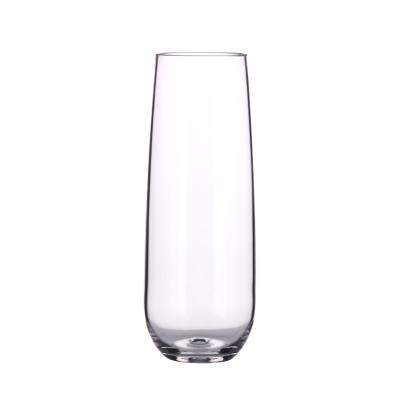 China Stemless Colored Recycle Tritan Champagne Glass Champagne Flutes With Plastic Thick Base for sale