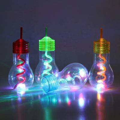 China Viable Shiny Reusable Light Bulb Cups Reusable Cocktail Cups Clear LED Party Cups Plastic Drinkware 14oz for sale