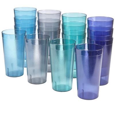 China Sustainable Unbreakable Multicolor 20oz Hard Plastic Tumblers Frosted Plastic Drinkware Cups For Restaurant for sale