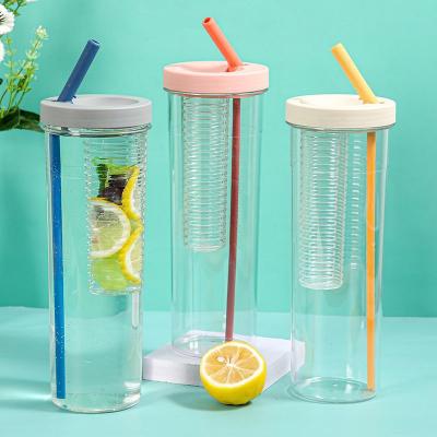 China WITH NEW Juice Leak-Proof Plastic Water Cup Unique Outdoor LID 24oz Travel Tea Fruit Infusion Water Cups for sale