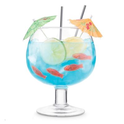 China Large Size Fish 46oz Slush Cup Fish Bowl Cup Viable Stem Bowl Plastic Drinking Glass for sale