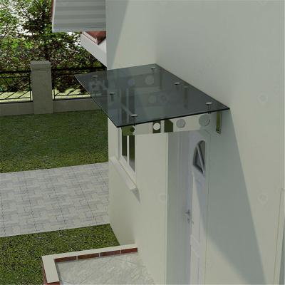 China Waterproof UV-Resistance Fireproof Front Door Glass Awning / Steel Bracket Canopy for sale