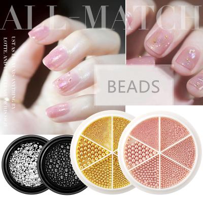 China Popular Nail Art Decoration Nail Caviar Beads Mixed Size Small Steel Ball Nail Jewelry Metal Steel Beads 3D Nail Art Decorations for sale