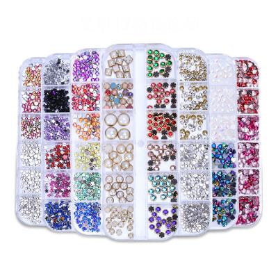 China Nail art decoration mixed nail art decals diamond jewelry crystal nails shinny art of 3d faux stone nail decorations for sale