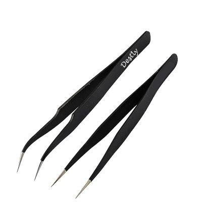 China Nail Tools Stainless Steel Anti-Static Bending Straight Tip Tweezers Rhinestone Picker Tools for sale