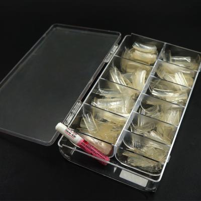 China 11 Grids Hot Selling Nail Art Beauty Storage Box 500 Pcs Recyclable Clear Plastic Empty Nail Tips Box For Salon Use for sale