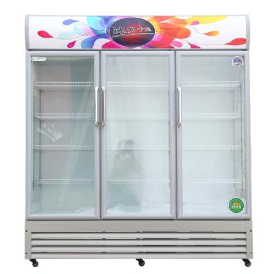 China Single-Temperature 3 Door Glass Cold Commercial Drinks Beverage Cooler Refrigerator For Supermarket for sale