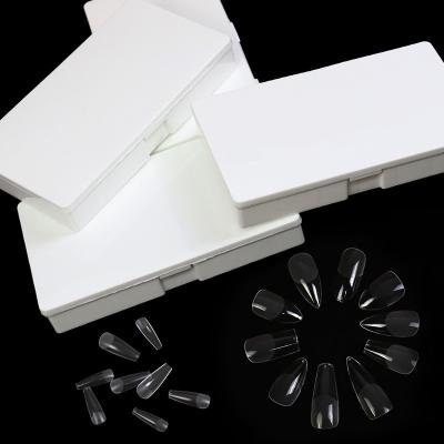 China New French Light and Thin Traceless Nail 504 Pieces Porcelain White Case Full Half Frosted Engraving Nail Pieces Non Frosted Nail for sale