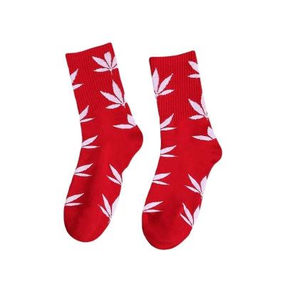 China Leaf Pattern Plain Socks Cotton Spandex Casual Socks for Women and Men 36-39 Ladies Size for sale