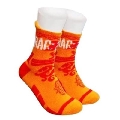 China Regular Style Luxury Orange Athletic Socks for Stretchy Comfort and Anti Slip Football for sale