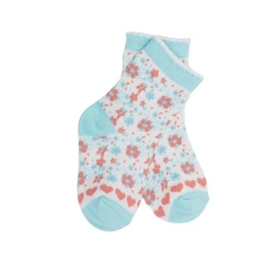 China Children Casual Socks in Cotton Fabric with Small Flower Print and Anti Slip Design for sale