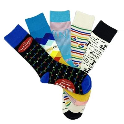 China Custom Colorful Men's Socks Logo Position Other 80% Combed Cotton 17% Polyamide 3% Spandex for sale