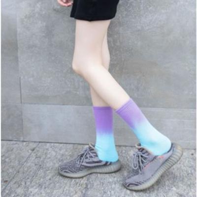 China Custom Logo Gradient Color Designer Socks Women Tie Dye Socks Fashion Cotton 75%cotton for sale