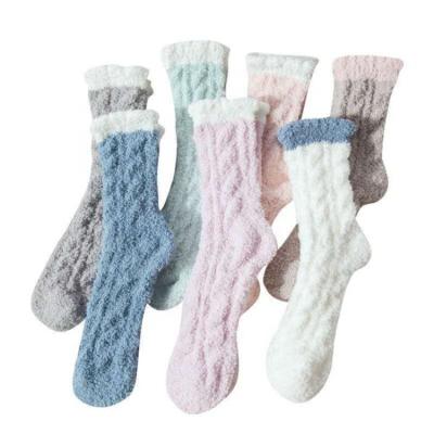 China Soft Warm Winter Socks with Print Pattern Fuzzy Thick Cozy Polyester Socks for sale