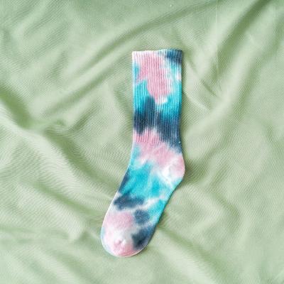 China Regular Style Tie Dye Long Tube Unisex Socks with Cotton Polyester Spandex Material for sale