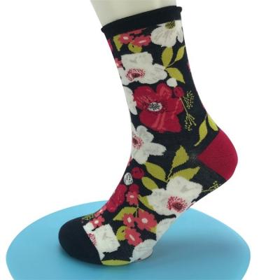 China Regular Style 3D Floral Print Bamboo Socks for Christmas Custom and Breathability for sale