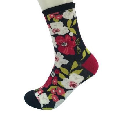 China Dagelijks dragen Unisex sokken Kleurrijke Floret enkel sokken in dames Jacquard bamboe ontwerp Te koop