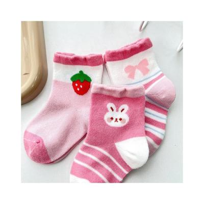 China Breathable Soft Funny Print Pink Cotton Socks for Children Style Anti Slip Kids Socks for sale