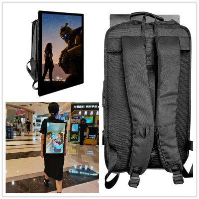 China Digital Signage Backpack Billboard 21.5 Inch 21.5 Inch LCD Advertising Display Mobile Advertising Exhibition for sale