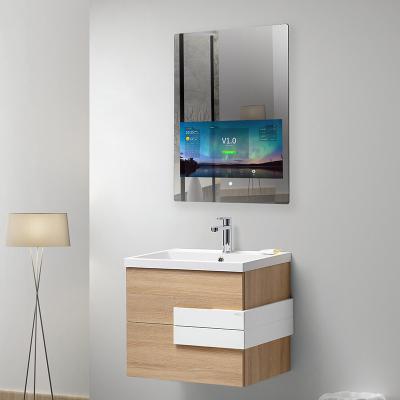 China Indoor Mirror Display 21.5 Inch LCD Digital Signage Mirror Display Wall Mount PCAP Touch Screen Android Smart Magic Mirror For Bathroom for sale