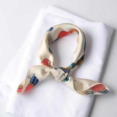 China 100% Silk Polyester Square Pattern Logo Print Custom Satin Square Neck Scarf 50cm Color for sale