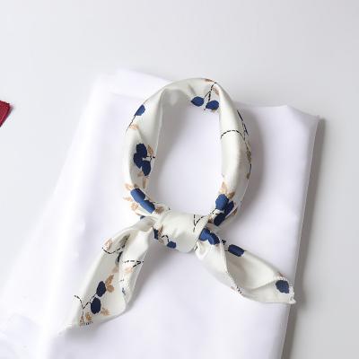 China Autumn Boutique Hair Scarf Fashion Design Flower Print Women Square Satin Scarf for sale