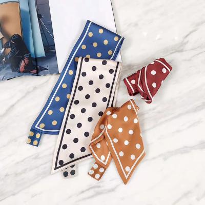 China Silk Feeling Scarves Variety Of Newest Scarf New Stylish Narrow Scarves Decoration Tied Wrap Silk Hair Scarf Ladies Women Bag Flame for sale