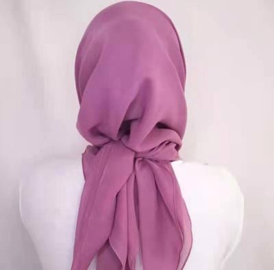 China Custom soft square 110cm, 2022 color square hijab cotton veil fashionable pure fabric hijab women muslim scarf for sale