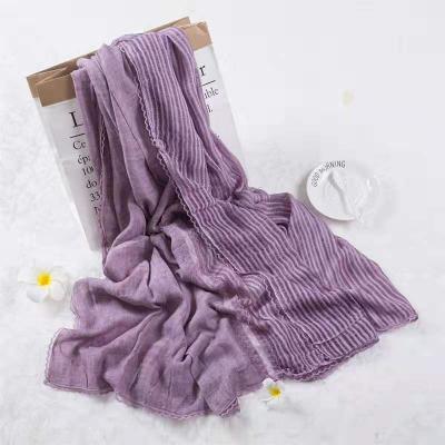 China 2019 new arrival lace wrinkle lady shawl new arrival daily life and solid stitch stoles fashion other scarf for sale