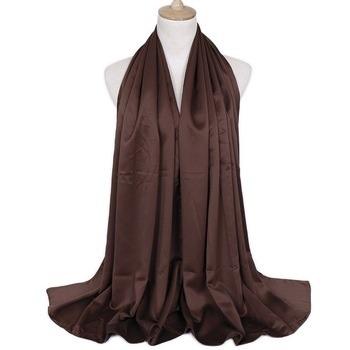 China 100 Size Women Polyester Satin Big Shemagh Shiny Simple Muslim Hijab Scarf for sale