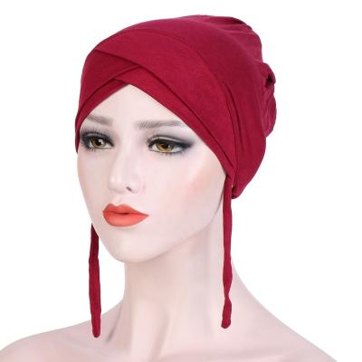 China 13 Warm Colors Mercerized Cotton Elegance Cotton Inner Hijab Muslim Head Scarf Women Stretch Head Hat for sale