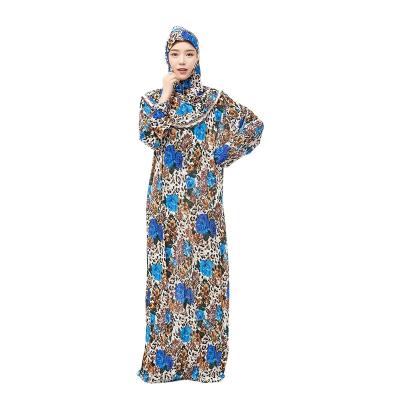 China Polyester Fashion Colorful Muslim Traditional Women's Worship Service Two-piece Turban And Long Dress for sale