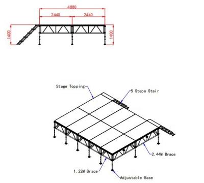 China Aluminum Stage Deck Truss Dragon Stage Boot Stage Truss Aluminum Stage 6.1*4.88*1.4M On Sale for sale