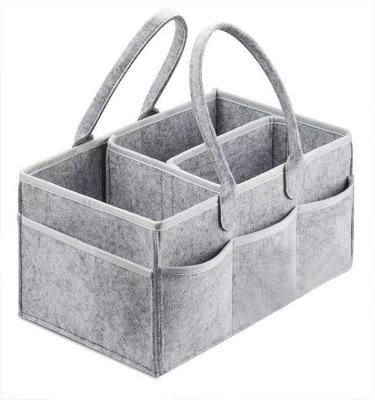 China Storage Baskets Customized Large Capacity Multi-Pockets With Handle Nursery Felt Organizer Baby Nappy Felt Storage Bag For Mom for sale