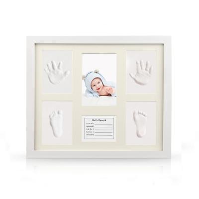 China China DIY Photo Picture Frame Wooden Baby Handprint Footprint Newborn Kit with Clay for sale