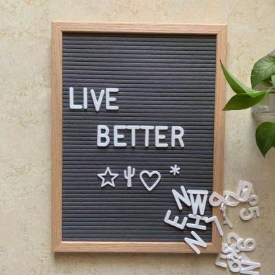 China 12*16inch Black Felt China Oak Wood Letter Message Board With Plastic Stand And 1inch Letters for sale