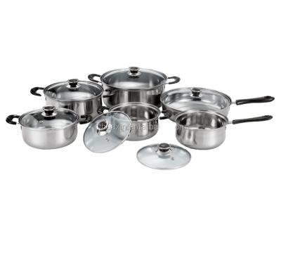 China Sustainable 12pcs Stainless Steel Cookware Set for sale