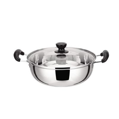 China Sustainable Stainless Steel Chinese Hot Pot With Glass Lid for sale