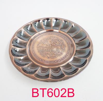 China Home Hotel Restaurant Stainless Steel Round Food Trayplate With Pattern for sale